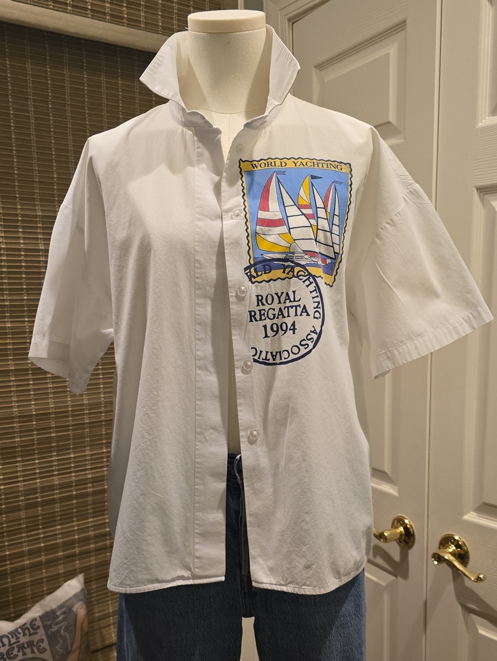 Royal Regatta 1994 Embroidered White Short-Sleeve Button-Down Shirt